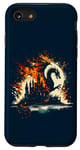 Coque pour iPhone SE (2020) / 7 / 8 Jeu de fantastiques château de réflexion de dragon flamme double exposition