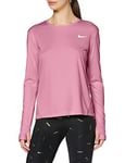 Nike W NK Miler Top Ls T-Shirt à Manches Longues Femme Magic Flamingo/(Reflective Silv) FR: XL (Taille Fabricant: XL)
