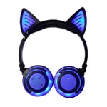 pc gaming headset SFBBBO Birthday Gift Wireless Bluetooth Earphone Foldable Flashing Cat Ear Children Headphones Gaming Headset With LED Light BluetoothBlue