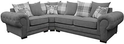 Dorado Corner Sofa Sectional 3 Seater 2 Seater Armchair Cuddle Chair Grey Velour Fabric (Grey, Corner 1c2)