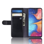 Samsung Galaxy A20e Plånboksfodral i Äkta Läder, svart