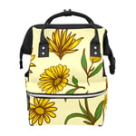 Yellow Daisy Simple Small and Fresh School Backpacks Large Capacity Mummy Rucksack Satchel Laptop Bags Casual Sport Travel Handbags for Women Men Students Kids Children Adults