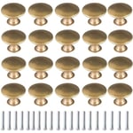 20x Borstad Guld Vintage Mässing Dörrknoppar 30mm Rund Möbel Ha