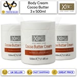 3 x XBC Cocoa Butter Moisturising Cream 500ml Nourishes and Softens Dry Skin