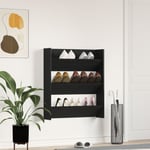 Skoskåp Svart Ek 80x18x90 cm Konstruerat trä