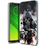 Yoedge Motorola Moto G7 Power Case, Clear Transparent Personalised Print Patterned Protective Case Ultra Slim Shockproof TPU Silicone Gel Cover for Motorola Moto G7 Power (Skull)