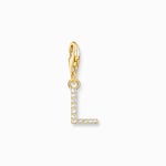Thomas Sabo Charm-hängsmycke bokstaven L med vita stenar guldpläterad