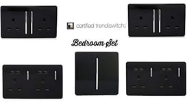 Trendi Switch Modern Glossy Switches/Sockets Bedroom Trade/Multi Buy Pack Black