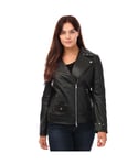 Hugo Boss Womenss Leather Jacket in Black - Size Medium