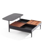 Cassina - 249 Volage EX-S Low Table/Box, Calacatta Marble, Painted Matt Anthracite Aluminium, 2 Black Stained Ashwood