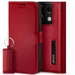 SURAZO Étui de Protection Fin magnétique pour Redmi Note 13 Pro 5G - en Cuir véritable - avec Compartiment pour Cartes - Protection RFID - À Rabat - en Cuir véritable - Rouge Costa