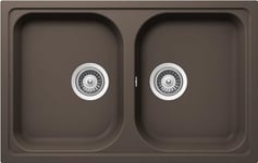 SCHOCK | Évier de cuisine Lithos 2 bacs petits, matériau Cristalite®, Mocha, 790 x 500 mm