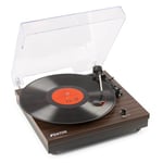 Fenton RP112D skivspelare med Bluetooth och inbyggda högtalare - Mörkt trä, Vinylspelare i mörk trä-färg. Skivspelare med Bluetooth