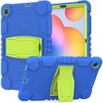 Coque Robuste pour Samsung Galaxy Tab S6 Lite, 2020 (SM-P610/P615), Protection intégrale Contre Les Chutes pour Enfants et étudiants - Bleu + Vert