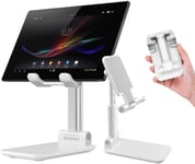 Cell Phone Stand for Desk, Portable Foldable Tablet Phone Holder Stand, Multi-Angle Adjustable Phone Mount with Anti-Slip Base, Tablet Stand for All Smart Phone,Tablet,Switch, iPad, Kindle (White)