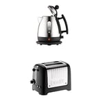 Dualit 72200 Jug Kettle, 1 Liter, Stainless Steel and Black Finish & Dualit 2-Slot Lite Toaster, Black Gloss