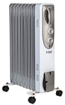 Russell Hobbs 2000W/2KW Oil Filled Radiator, 9 Fin Portable Electric Heater - White, Adjustable Thermostat with 3 Heat Settings, Safety Cut-off, 20 m sq Room Size, RHOFR5002, 2 Year Guarantee, 1 Pack
