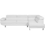 Canapé d'Angle Design en Cuir pu Blanc avec Appuis-têtes Réglables pour Salon Moderne Beliani