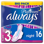 Always Platinum Day & Night Sanitary Towels With Wings 16 Pads