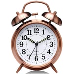 TD® väckarklocka 4 tum retro dubbelklocka väckarklocka Antik dubbelring väckarklocka Batteridriven tidsresa Tyst brons