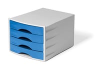 Durable - Module de Classement ECO 4 Tiroirs - En plastique recyclé - Rangement pour Bureau pour Documents au Format A4+ - 776206 Noir/Bleu