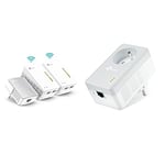 TP-Link Kit CPL 600 Mbps + WiFi 300 Mbps Avec Ports Ethernet, Prise Intégrée - TL-WPA4220T KIT & TL-PA4015P
