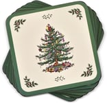 Portmeirion Home & Gifts Spode Christmas Tree Hardback Coasters, Set of 6 (Gree