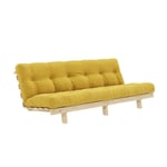 Banquette convertible futon LEAN pin coloris miel couchage 130x190 cm.