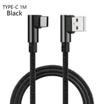 L Style Cellphone Cable Micro Usb Type-c Data Sync Line Black 1m