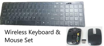 Black 2.4Ghz Wireless Keyboard + Num Pad & Mouse for Samsung UE65F8000 Smart TV