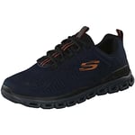 Skechers Men's Glide-Step Fasten UP Sneaker, Navy Mesh/Orange Trim, 7 UK