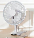Clip On Fan White 6" Small Portable 2 Speed Electric Desktop Air Cooling Fan NEW