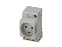 Phoenix Contact Uttag, Stiftbeläggning Typ K, Push-In Fjäderanslutning, För Danmark Och Andra Länder, Grått, För Montering På Bärskenan Via Servicegränssnitt Eller Direktmontering, 250 V Ac, 16 A, -20 °C, 60 °C, Sr 107-2-D1