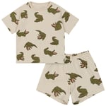 Konges Sløjd GOTS Lin Mönstrat T-shirt Och Shorts-set Med Krokodiler Gräddvit | Beige | 18 months