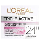 L'Oral Paris Triple Active Day Multi Protection Moisturiser Dry and Sensitive Skin 50ml