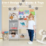Kids Storage Cabinet Toy and Book Organiser w/2 Non-woven Boxes 5 Open Shelves