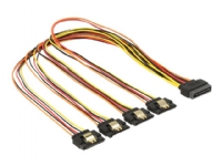 Delock - Förlängningskabel för ström - SATA-ström (hane) spärrad till SATA-ström (hona) metallklämma - 50 cm - svart, gul, röd, orange