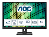 AOC 27E2QAE - Écran LED - 27" - 1920 x 1080 Full HD (1080p) @ 75 Hz - IPS - 250 cd/m² - 1000:1 - 4 ms - HDMI, VGA, DisplayPort - haut-parleurs - noir