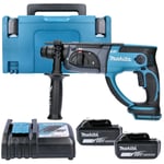 Makita DHR202 18V LXT SDS Plus Hammer Drill With 2 x 3.0Ah Batteries, Charger...