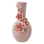 RICE Vase med Blomsterdesign, 25 cm Rosa Keramikk
