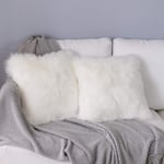 Monthly Faux Fur Throw Pillow Cover Fluffy Soft Decorative Square Pillow covers Plush Pillow Case Faux Fur Cushion Covers - For Livingroom Sofa Bedroom Car Seat Tent etc.Set of 2 (White, 40 x 40)