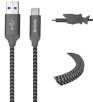 Iwotto USB Type-C 1M Cable - Fast Charge and Sync for Mobile - USB 3.0 Orange - Durable Nylon and Shark Cable Protector Included - Compatible avec Samsung, Xiaomi, Huawei, PS4, Xbox