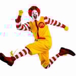 Ronald McDonald Clowndräkt Röd Gul Festkläder Vuxna Herrar Rolig Halloween Karneval Party Cosplay Kläder L
