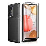 KERUN Case for OPPO Find X3 Neo, Carbon Fiber Seriesand + 2 Screen Protector, Full Protection of Scratch-Resistant Mobile Phone Case, Soft Silicone TPU Slim Bumper. Black