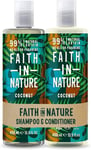 Faith In Nature Natural Coconut Shampoo and Conditioner Set, Hydrating, Vegan a