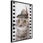 Plakat - Cat In Hat - 20 x 30 cm - Sort ramme