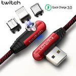 Câble Micro USB 2m Twitch - 5A USB câble Micro magnétique et type C 90 reCharge rapide