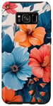 Coque pour Galaxy S8+ Motif floral d'été bleu corail turquoise orange sur blanc