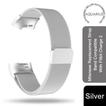 Milanese Stainless Steel Wrist Band For Fit-bit Charge 2 - Silver, 180mm