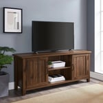 Centurion Supports RANCH Walnut 6-Shelf Storage up to 65” Flat TV Cabinet